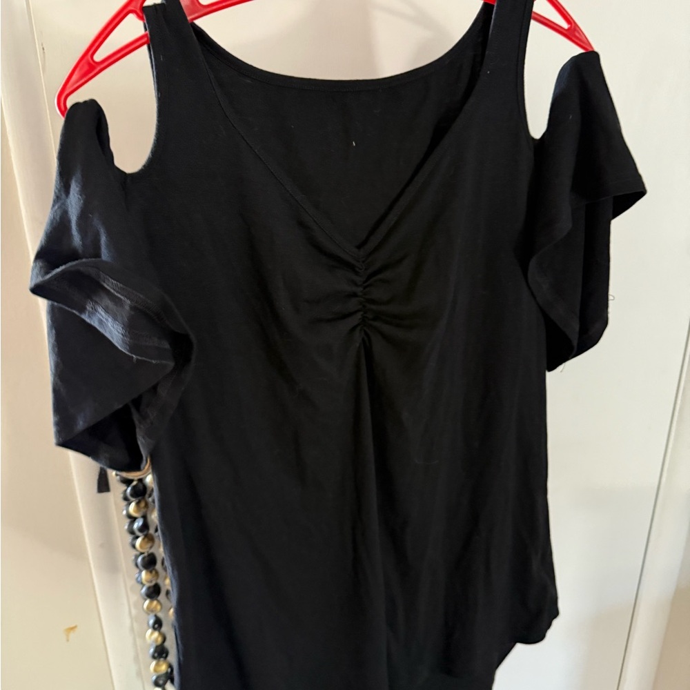 Elegant Black Cold Shoulder Top
